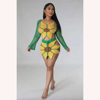 Women's One-Piece Sunflower Swimsuit Handmade – Artisan Elegance and Comfort for Beach