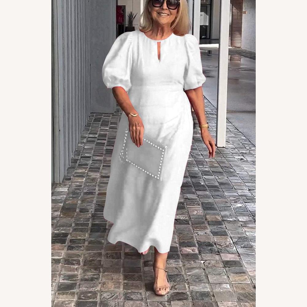 Robe Longue Femme en Coton et Lin – Élégante et Confortable pour l'Été, Coupe Fluide, Idéale pour Toutes Occasions