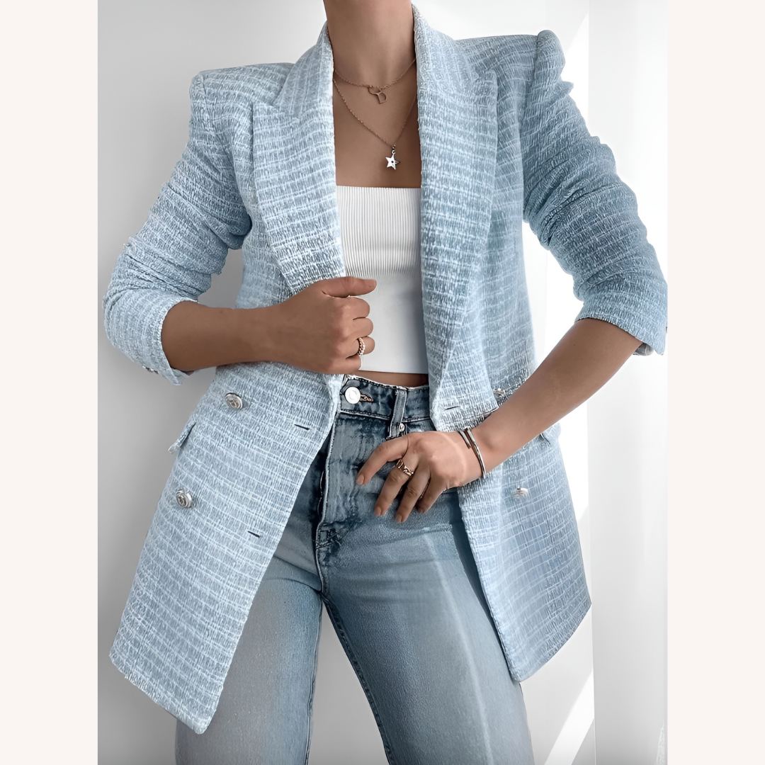 Blazer Femme Noir Croisé Taille S Polyester