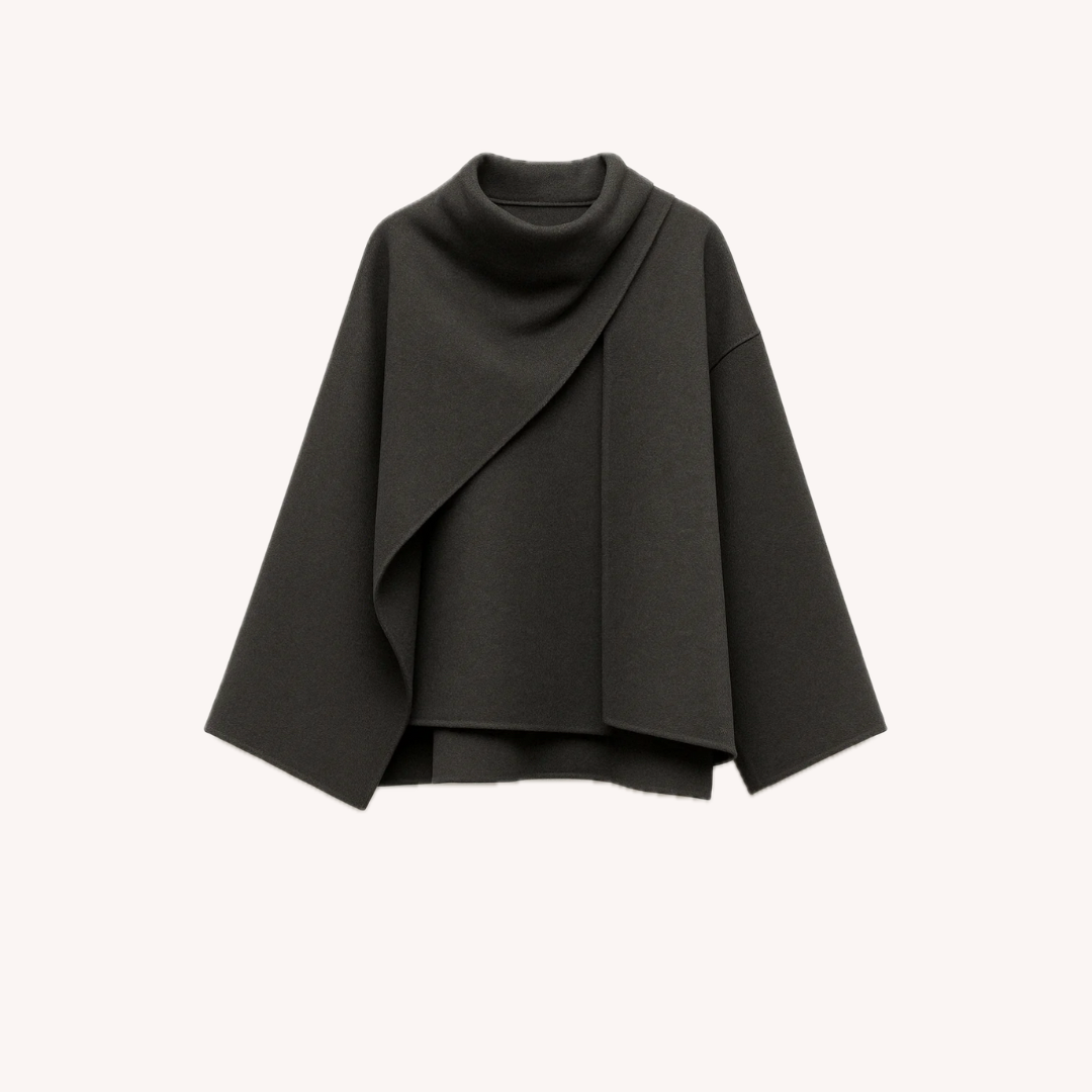 Manteau Hiver Femme Gris Taille M Laine Écharpe Intégrée