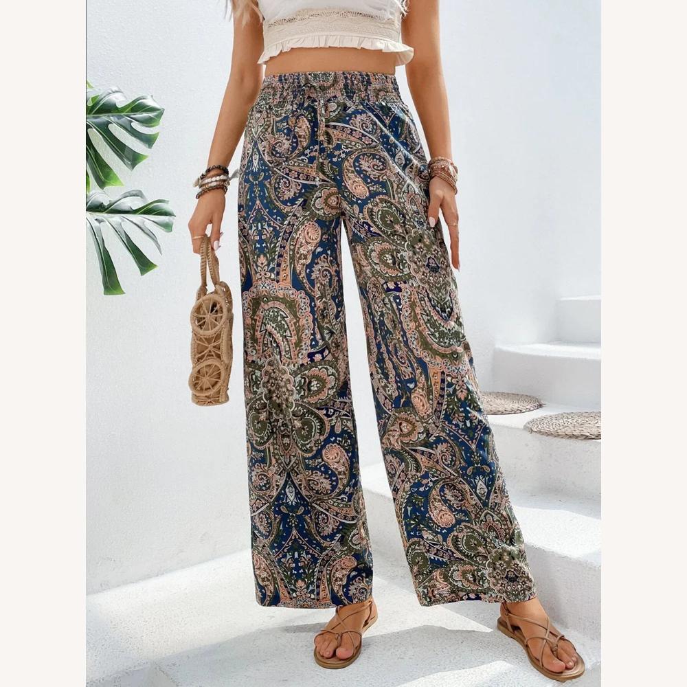 Pantalon Femme Taille Haute à Imprimé Artistique – Élégance et Confort – Plusieurs Couleurs Disponibles