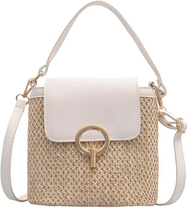 Sac à Main en Paille Bandoulière Femme – Tendance Bohème Chic, Idéal pour l'Été, Avec Poche Intérieure et Fermeture Sécurisée
