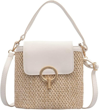 Straw Shoulder Handbag for Women – Trendy Bohemian Chic, Ideal for Summer, With Inner Pocket and Secure Closure