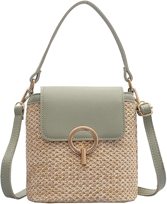 Sac à Main en Paille Bandoulière Femme – Tendance Bohème Chic, Idéal pour l'Été, Avec Poche Intérieure et Fermeture Sécurisée