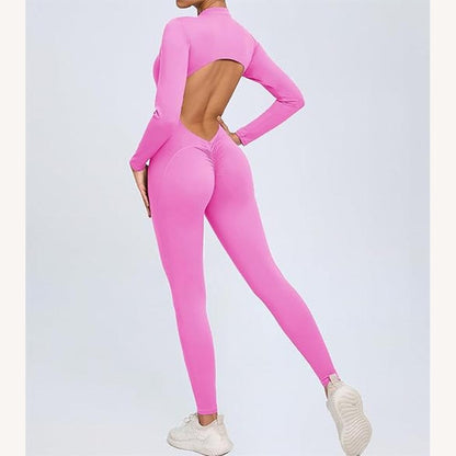 Variant image for Combinaison Femme Chic Dos Nu avec Manches Longues et Détails Froncés – Silhouette Ajustée et Tissu Extensible-13