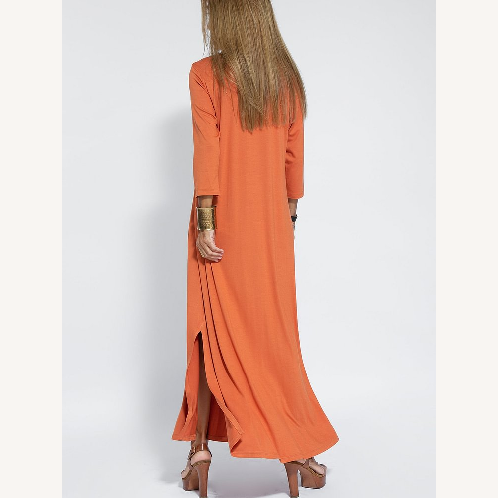 Robe Femme Décontractée à Col en V en Coton - Élégance et Confort pour Toutes Occasions