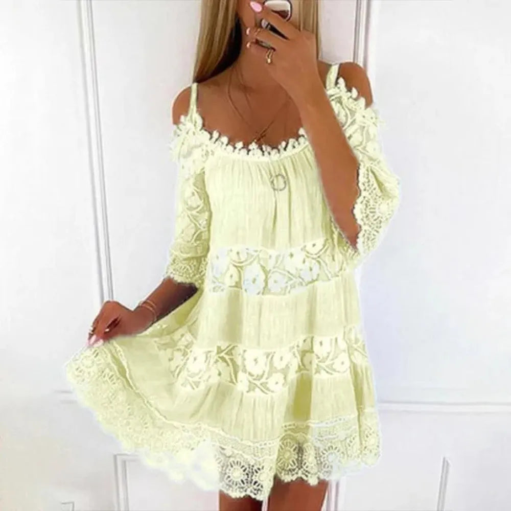 Robe d'Été Femme Longue à Encolure Ronde et Motifs Floraux - Chic et Confortable pour Jours Chauds