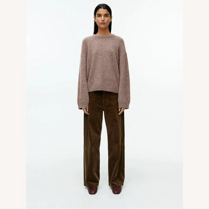 Women's Oversized Pullover in Mixed Wool - Comfort and Elegance for Christmas