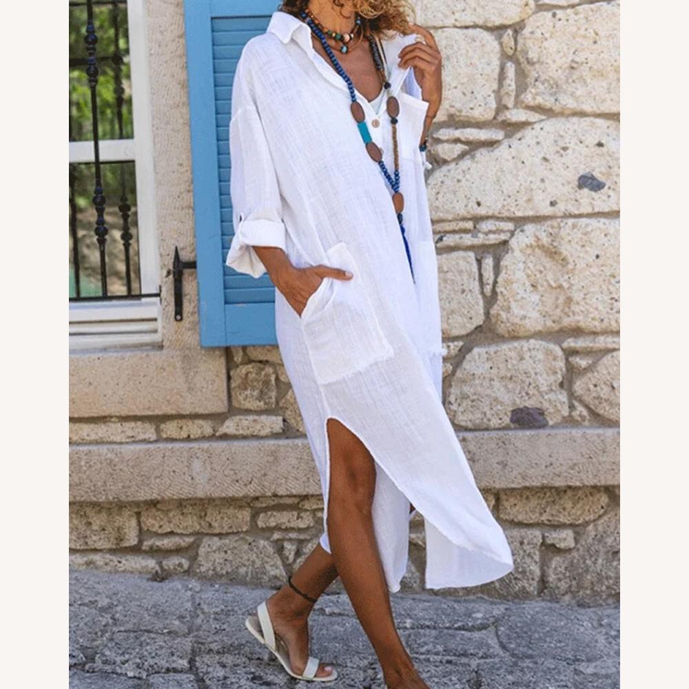 Casual Shirt Dress for Women in Soft Fabric with Pockets - Structured and Elegant Cut