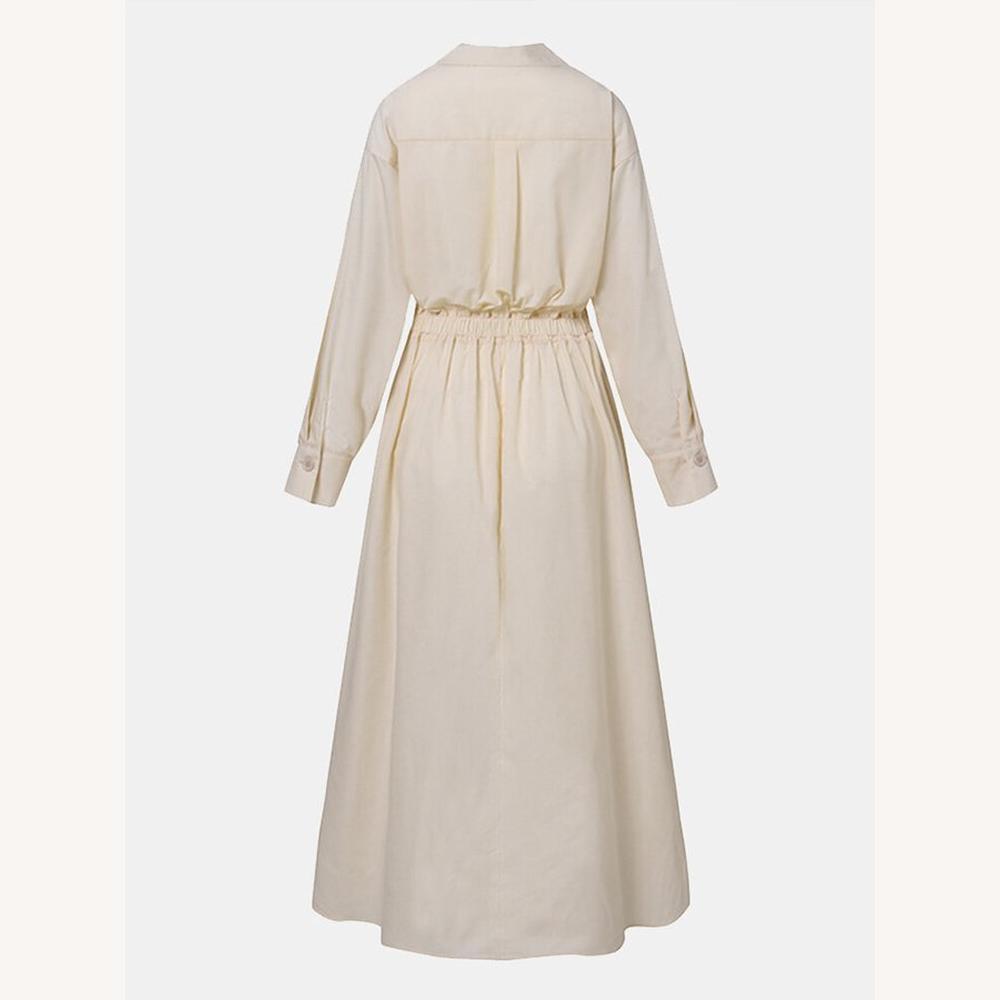 Elegant Long Black Summer Dress for Women with Pockets and Long Sleeves – Lightweight and Comfortable Fabric