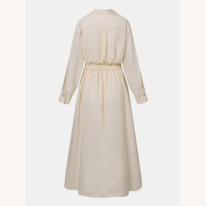 Elegant Long Black Summer Dress for Women with Pockets and Long Sleeves – Lightweight and Comfortable Fabric