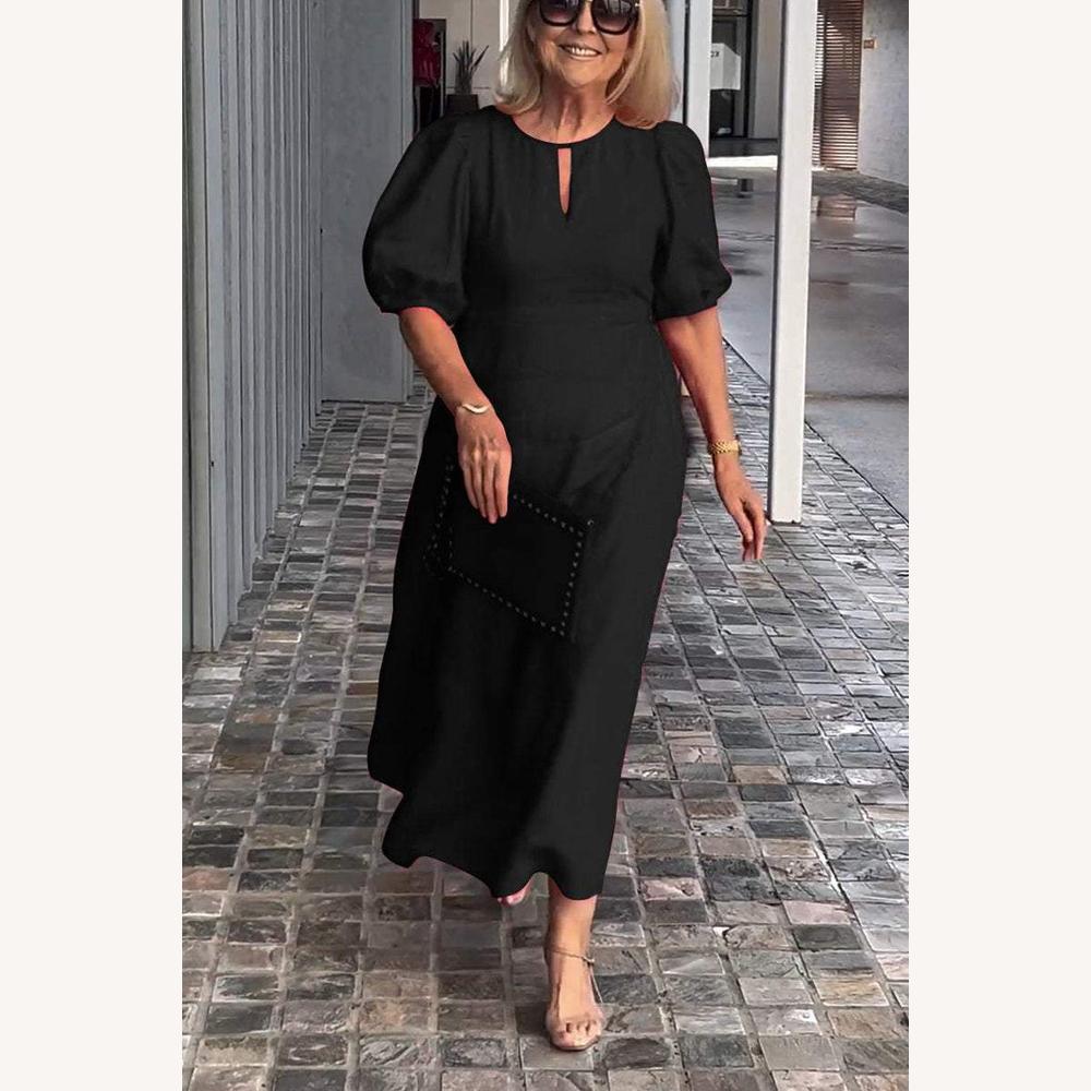 Robe Longue Femme en Coton et Lin – Élégante et Confortable pour l'Été, Coupe Fluide, Idéale pour Toutes Occasions