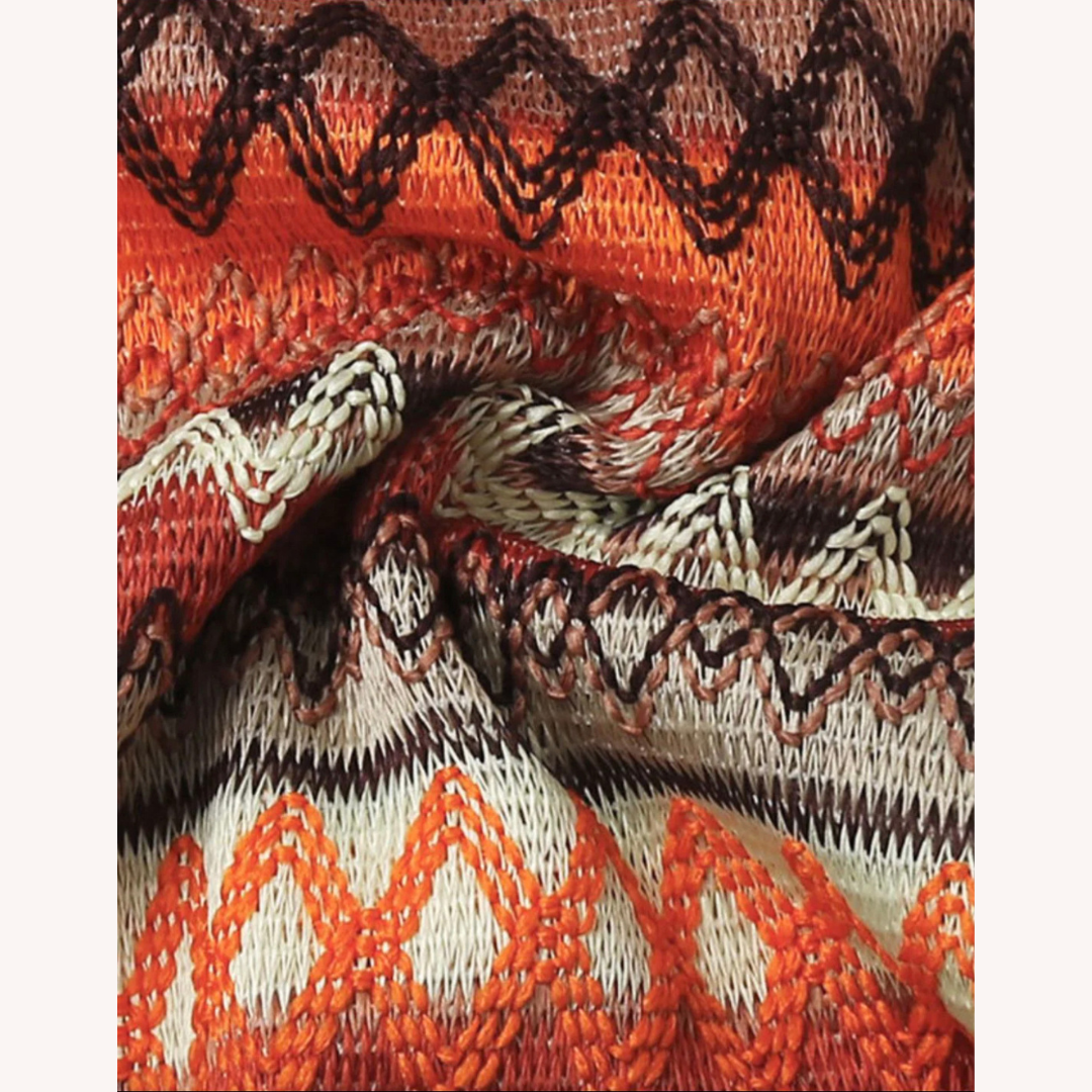 Mini Dress Women Boho Knitted with Geometric Pattern – BodyCon Fit Ideal for Festivals and Beach