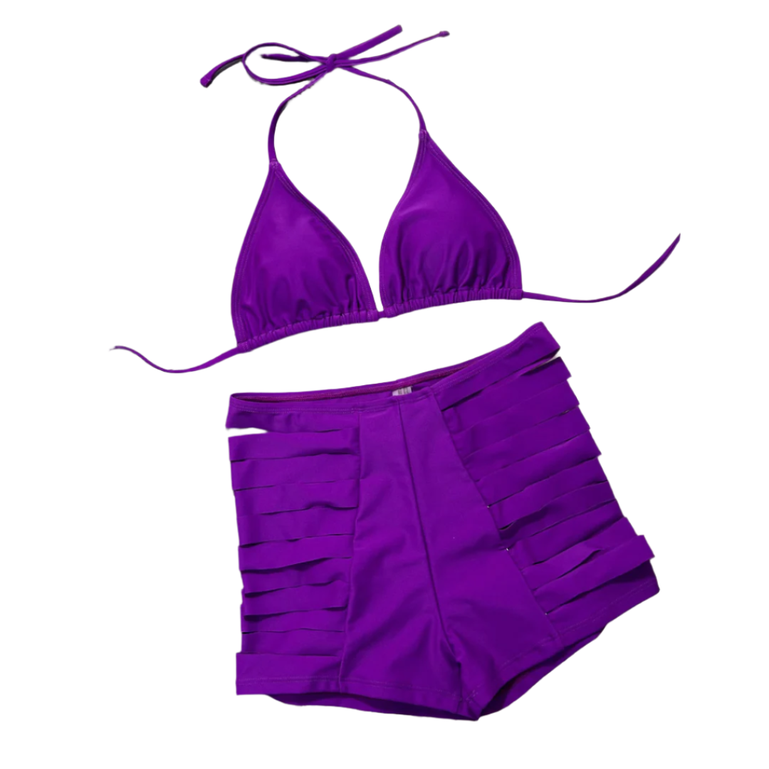 Bikini à Sangles Licou Femme – Maillot de Bain Boho Chic en Nylon, Confortable et Élégant, Plusieurs Tailles Disponibles