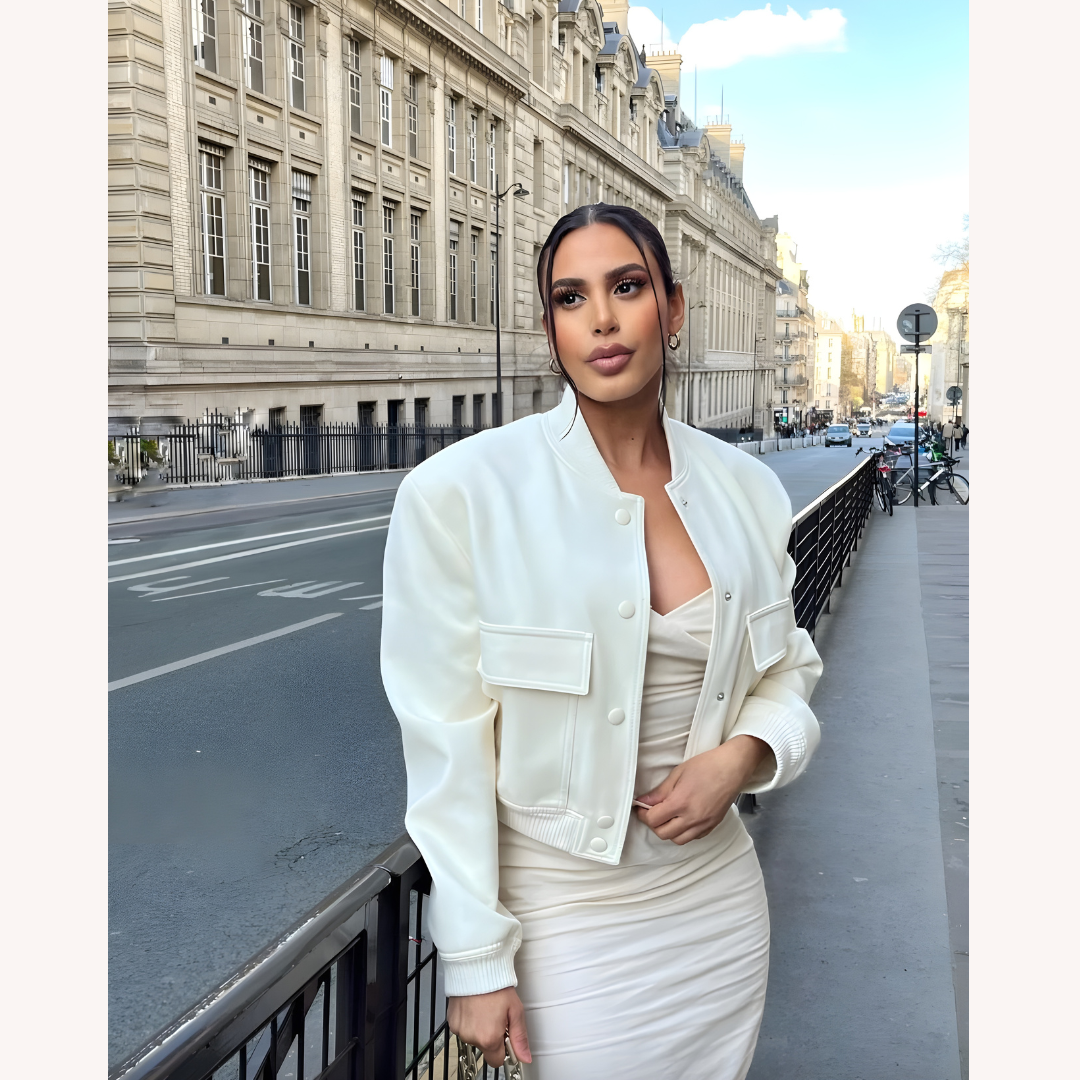 Men's Short White Jacket Size M Cotton-Polyester Blend Urban Style