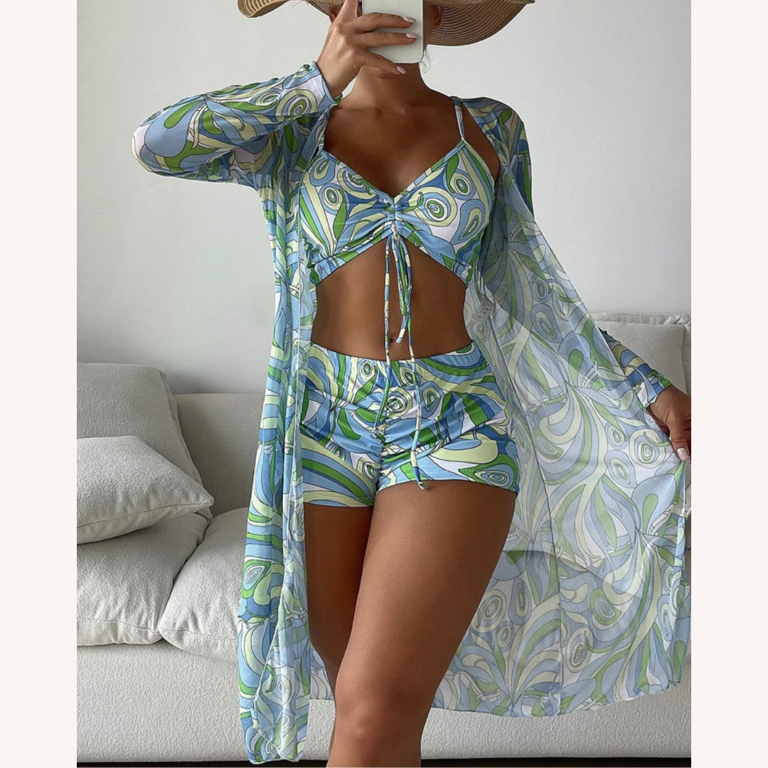 Ensemble de Maillot de Bain Femme Taille Haute avec Haut Raffiné et Bas Coordonné – Confort et Élégance