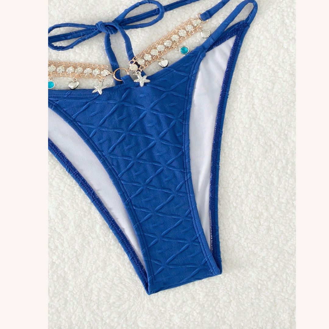Diamond Chain Bikini for Women with Rhinestone Details – Boho Chic Summer Swimsuit