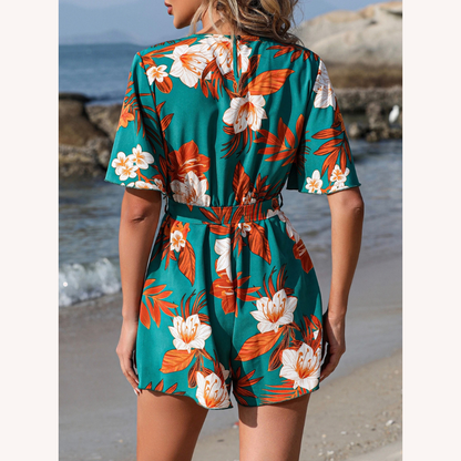 Floral Wrap Romper for Women – Lightweight Rayon Fabric, Relaxed Fit, Ideal for Summer