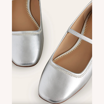 Women's Metallic Ballet Flats Size 38 Synthetic Leather Comfortable