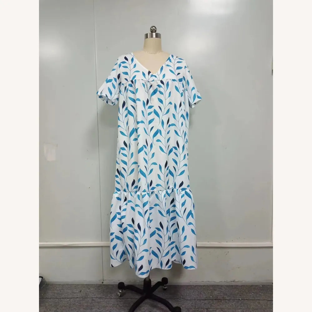 Robe de Plage Femme Boho Imprimé Floral, Col en V et Manches Courtes – Robe Légère et Confortable pour Été