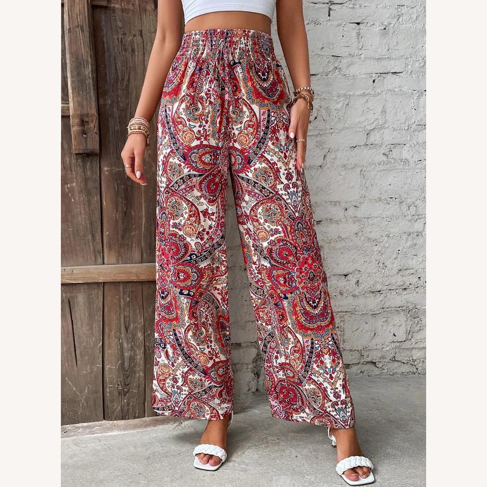 Pantalon Femme Taille Haute à Imprimé Artistique – Élégance et Confort – Plusieurs Couleurs Disponibles