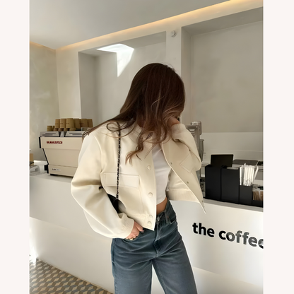 Men's Short White Jacket Size M Cotton-Polyester Blend Urban Style