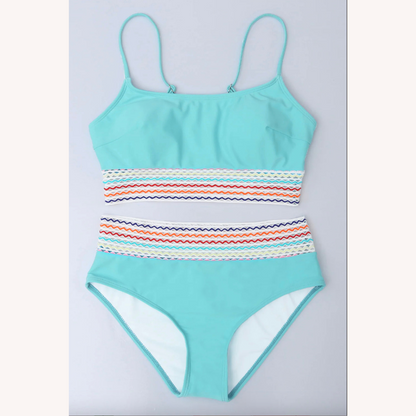 Chic Women's Triangle High-Waisted Swimsuit with Nautical Stripes – Bohemian Elegance and Optimal Comfort