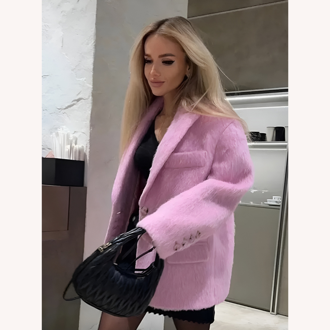Veste Blazer Femme Noir Taille L Fausse Fourrure Polyester