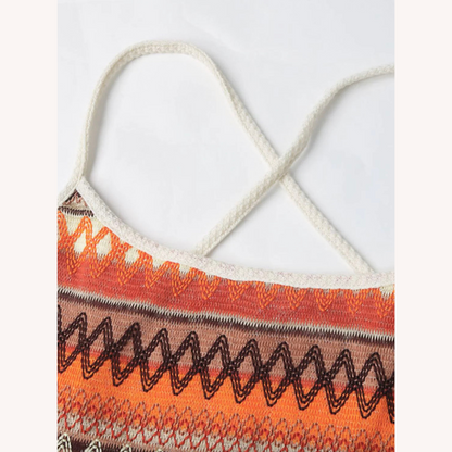 Mini Dress Women Boho Knitted with Geometric Pattern – BodyCon Fit Ideal for Festivals and Beach