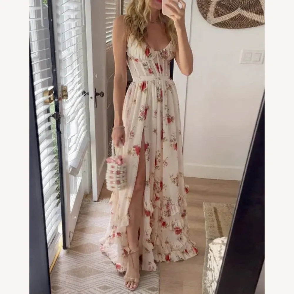 Robe de Soirée Élégante Imprimée Sans Manches pour Femme – Coupe Flatteuse, Confort Optimal, Idéale pour Événements Formels