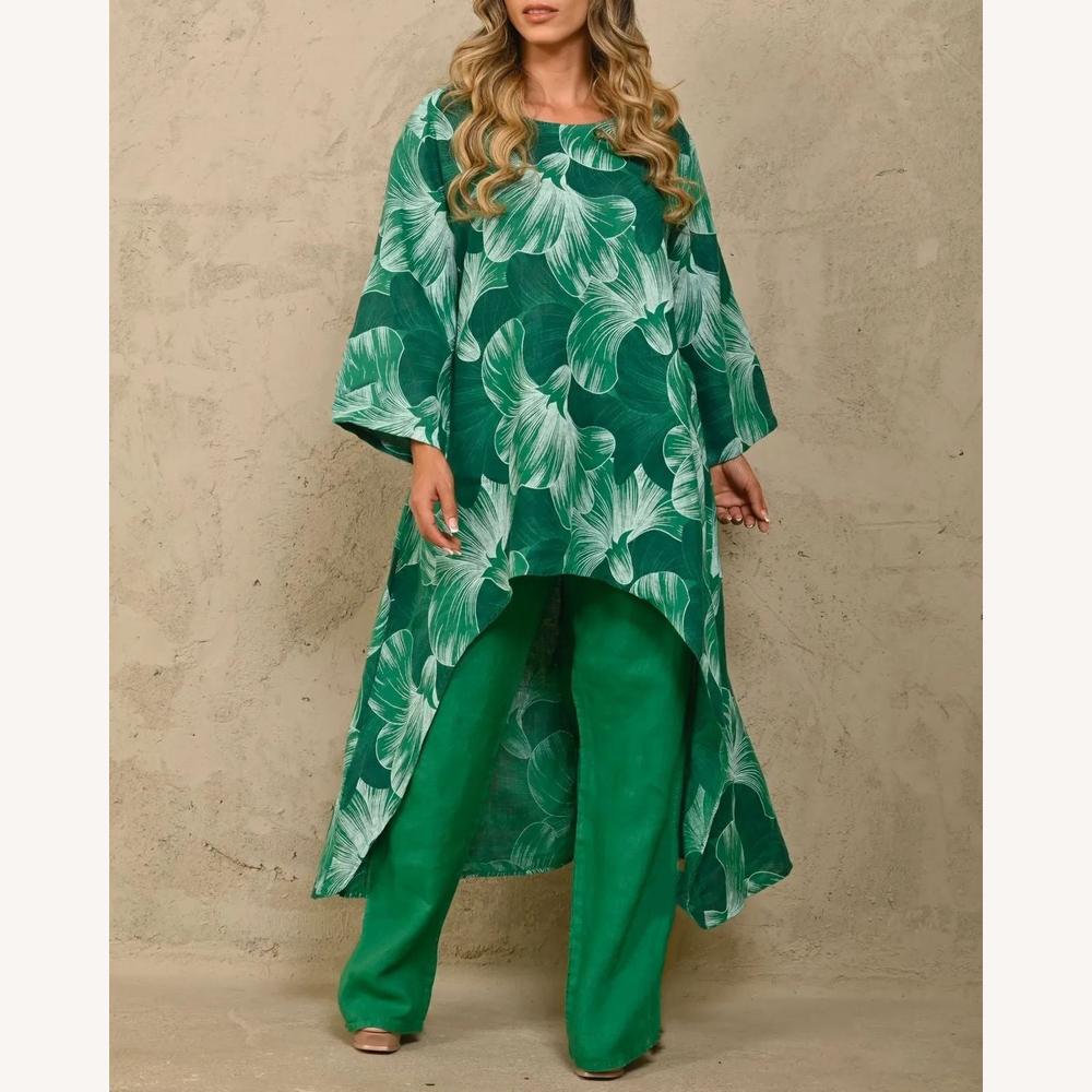 Variant image for Ensemble Femme en Lin Léger avec Tunique Asymétrique et Pantalon Large – Style Décontracté et Élégant-35