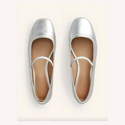 Women's Metallic Ballet Flats Size 38 Synthetic Leather Comfortable