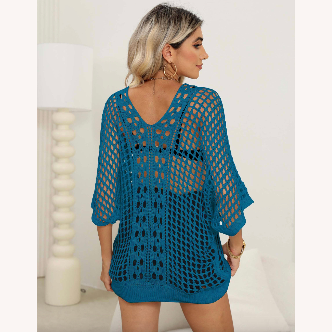 Chemisier Femme Boho en Dentelle Léger – Élégant Chemisier Chic Manches 3/4 pour l'Été