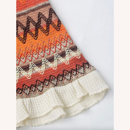 Mini Dress Women Boho Knitted with Geometric Pattern – BodyCon Fit Ideal for Festivals and Beach