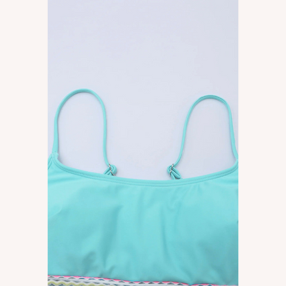 Chic Women's Triangle High-Waisted Swimsuit with Nautical Stripes – Bohemian Elegance and Optimal Comfort