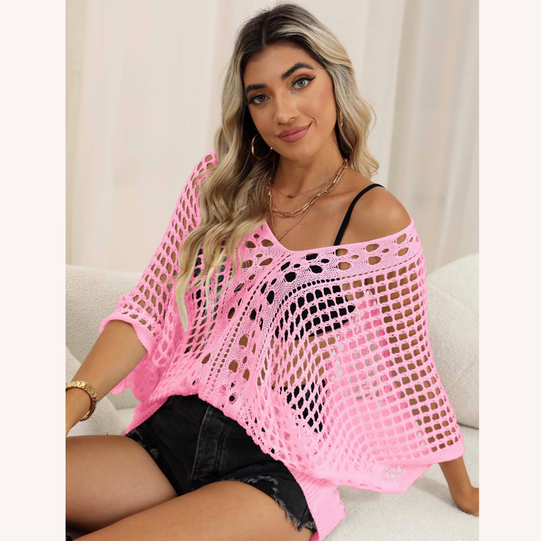 Chemisier Femme Boho en Dentelle Léger – Élégant Chemisier Chic Manches 3/4 pour l'Été