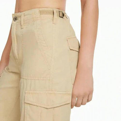 Elegant Women's Cargo Pants with Practical Pockets and Adjustable Waist – Comfort and Modern Style
