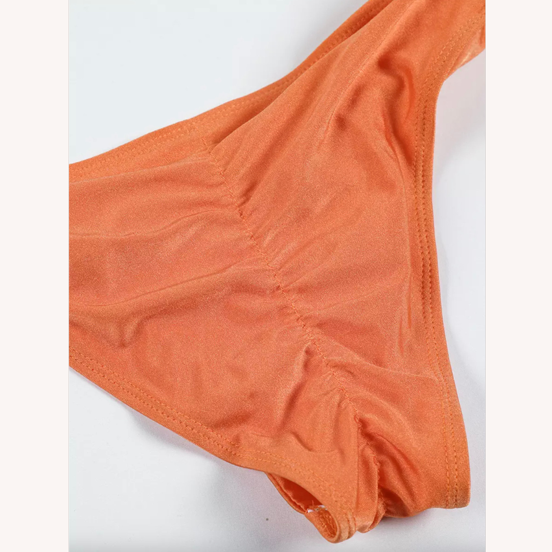 Bikini à Lacets Noués Femme en Couleur Unie – Maillot de Bain Élégant et Confortable pour Plage