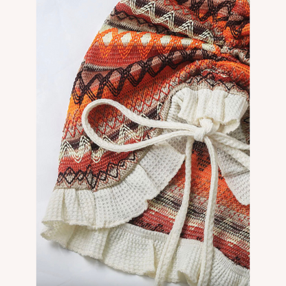 Mini Dress Women Boho Knitted with Geometric Pattern – BodyCon Fit Ideal for Festivals and Beach