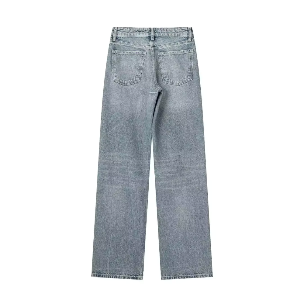 Jean Femme Taille Haute Bleu Clair Taille M Denim Élastique
