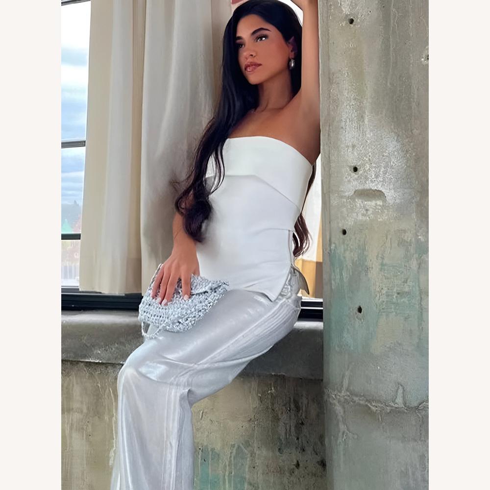 Top Tunique Bustier Élégant Femme avec Détail Noué – Chic et Polyvalent, Longueur Allongée, Confort Optimal