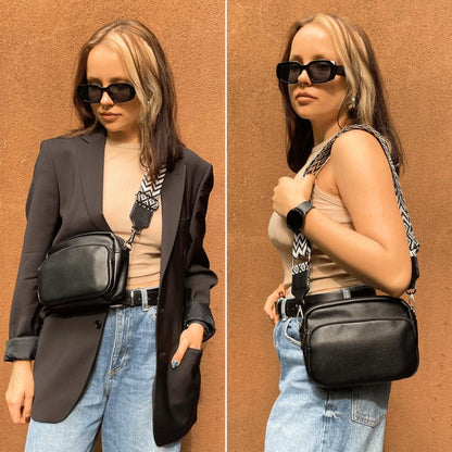 Women's Premium Leather Shoulder Bag with Zipped Compartments – Ergonomic Comfort and Elegant Design