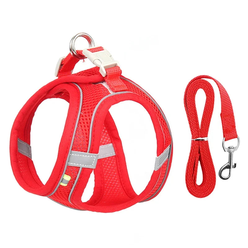 Adjustable Dog Harness and Leash Set for Small Breeds – Soft, Reflective Vest for Puppies and Cats