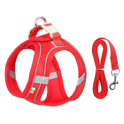 Adjustable Dog Harness and Leash Set for Small Breeds – Soft, Reflective Vest for Puppies and Cats