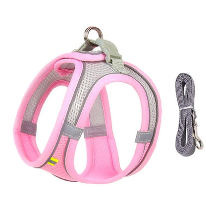 Adjustable Dog Harness and Leash Set for Small Breeds – Soft, Reflective Vest for Puppies and Cats
