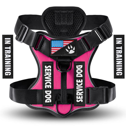 Adjustable Reflective Dog Harness with 5 Patches – Soft Oxford Vest for Service Dogs
