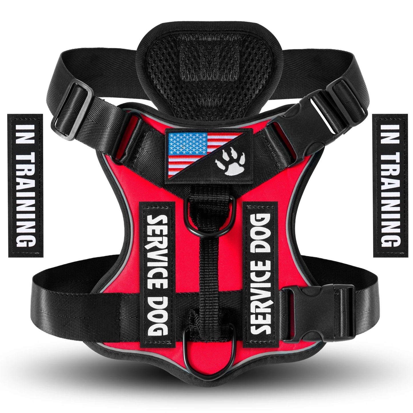 Adjustable Reflective Dog Harness with 5 Patches – Soft Oxford Vest for Service Dogs