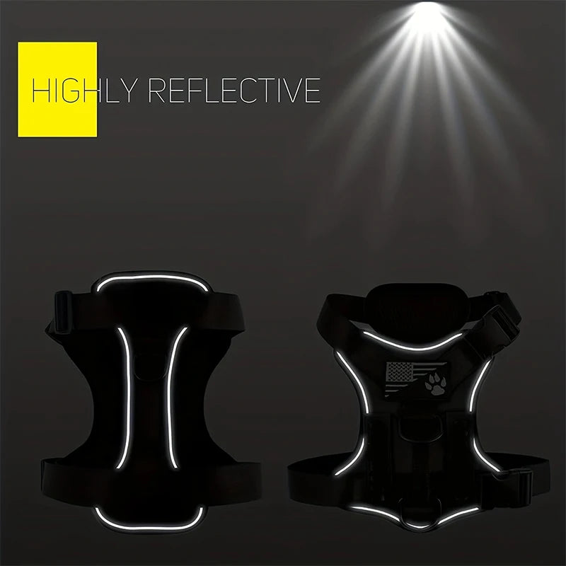 Adjustable Reflective Dog Harness with 5 Patches – Soft Oxford Vest for Service Dogs