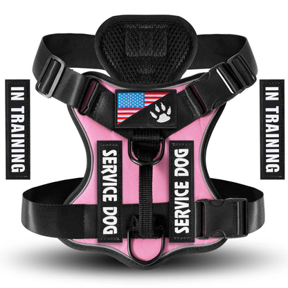 Adjustable Reflective Dog Harness with 5 Patches – Soft Oxford Vest for Service Dogs