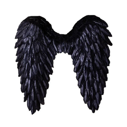 Luxurious Feather Angel Wings – Elegant Accessory for Halloween and Cosplay, Foldable Design, Black and White